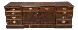 Georgian, Circassian Walnut, Burlwood, Brass, Sideboard, Usa, 1980s