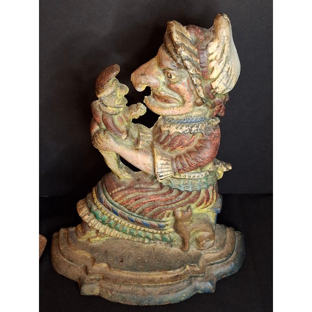 Antique Early 20th-Century Cast Iron "Punch & Judy" Figural Doorstops - A Pair For Sale In Boston - Image 6 of 18