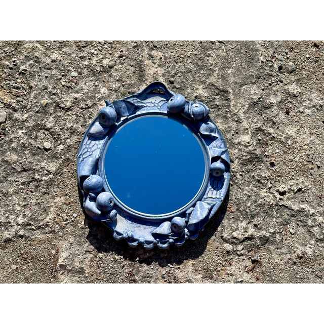 Round Ceramic Wall Mirror with Sculpted Fruit Shapes by Ulli Wittich-Großkurth, Germany, 1970s For Sale - Image 13 of 15