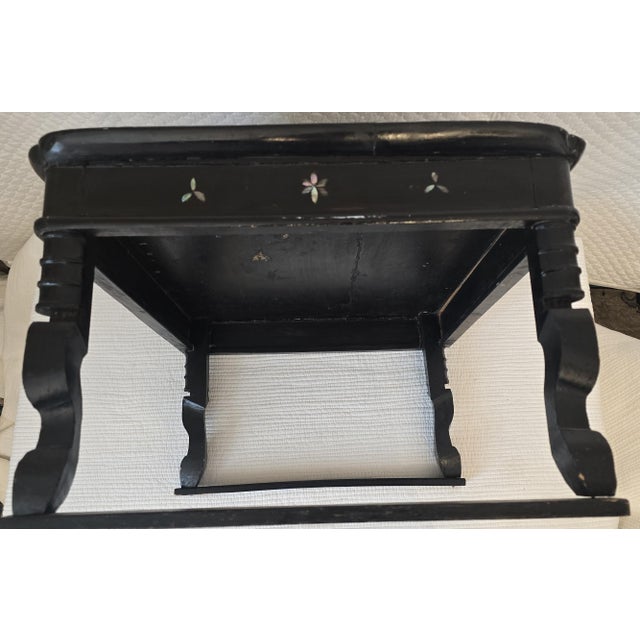 Antique Chinese Lacquer Kang Table With Mother-of-Pearl Inlay For Sale - Image 9 of 11
