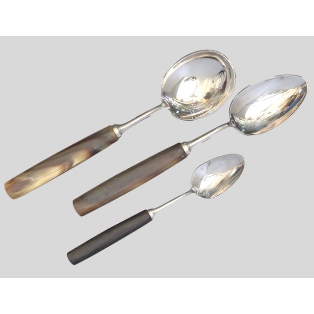 Vintage English Polished Natural Horn Cutlery, Service for 12 For Sale In Los Angeles - Image 6 of 11