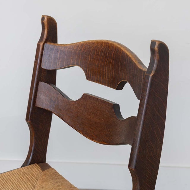 Vintage French Oak Dining Chairs in the Style of Guillerme & Chambron, Set of 6 For Sale - Image 9 of 16