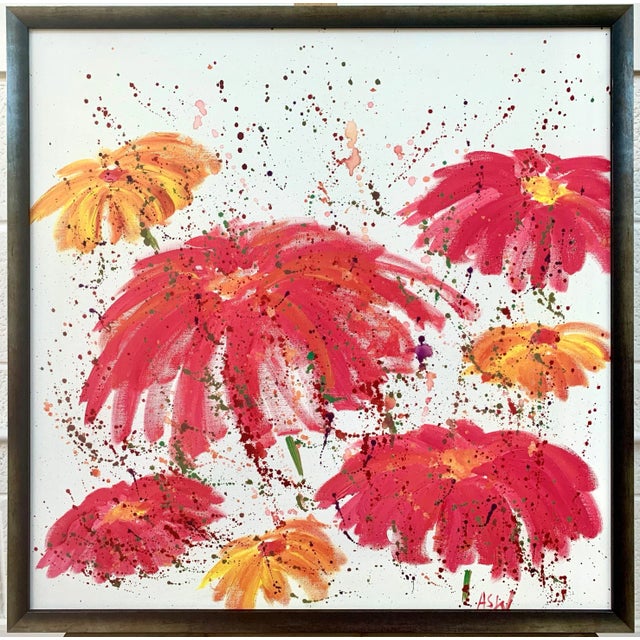 Angela Wakefield Abstract Red & Pink Flowers on a White Background - Unique Original Art by Contemporary British Artist, 2006 For Sale - Image 4 of 13