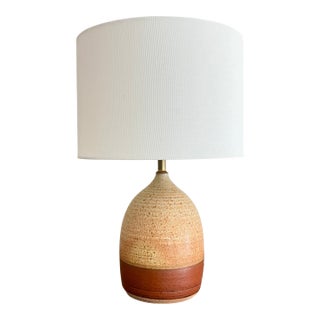1960s Mid Century Modern Stoneware Art Pottery Teardrop Table Lamp For Sale