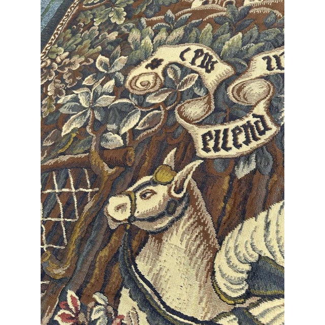 Aubusson Style Medieval Jacquard Tapestry with Deer Chase, 1960s For Sale - Image 11 of 18