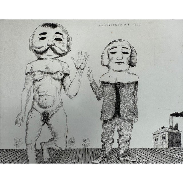 Berserik, H. (1921 - 2002 The Hague - NL). “Maskerade”. Etching, 20.2 x 25.5cm., signed “Berserik” and “45/80” signed in...