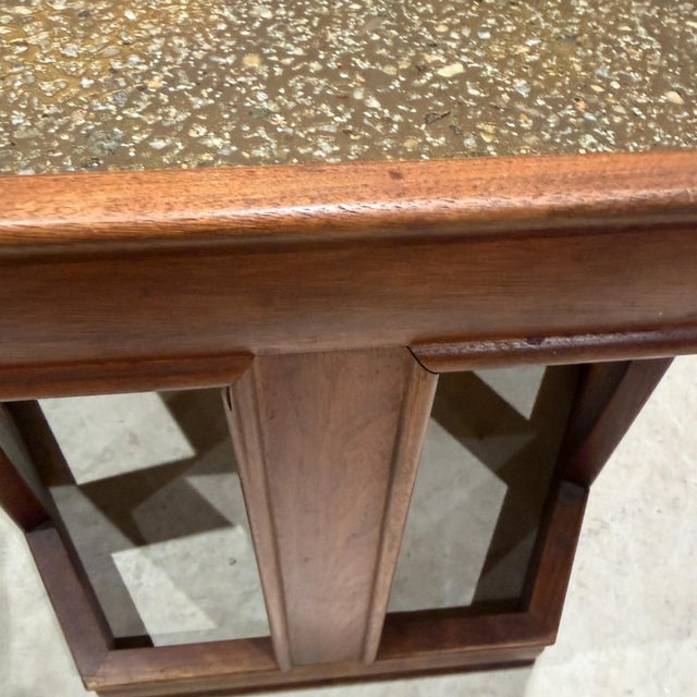 Wood John Keal for Brown Saltman Hexagonal Pair Side Table Walnut Enamel For Sale - Image 7 of 15