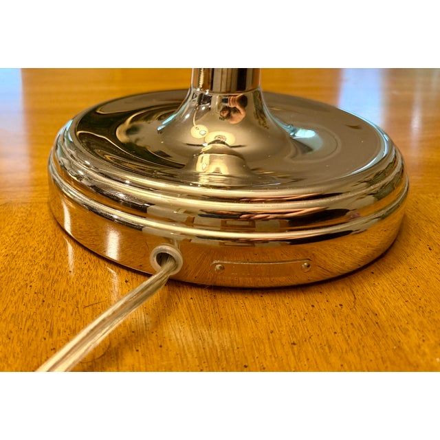 Textile Ralph Lauren Chrome Candlestick Table Lamps - a Pair For Sale - Image 7 of 12