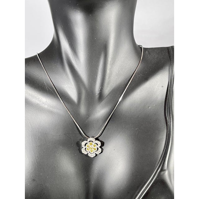 Contemporary Designer Effy's 0.44 Ct Yellow & White Diamond Pendant with 14 Kt White Gold For Sale - Image 3 of 18