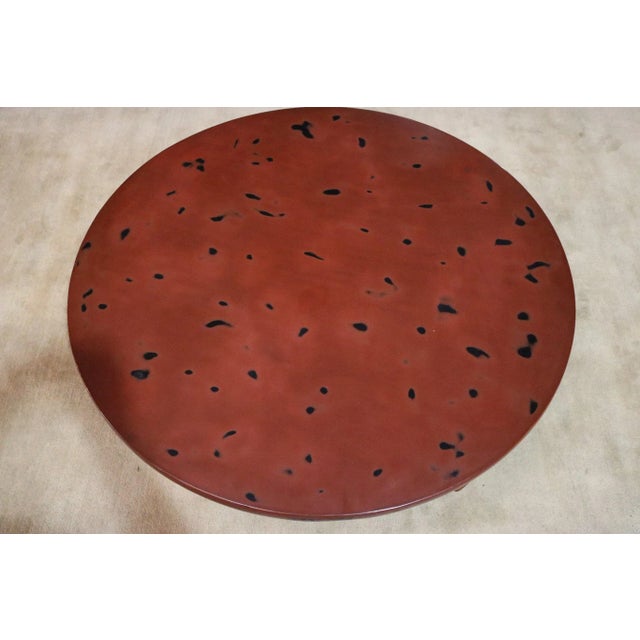 Red Lacquer Round Table For Sale - Image 4 of 5
