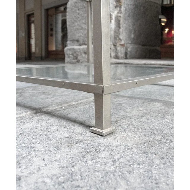 1970s Square Table with Nickel-Plated Metal Frame and Glass Tops, Italy, 1970s For Sale - Image 5 of 6
