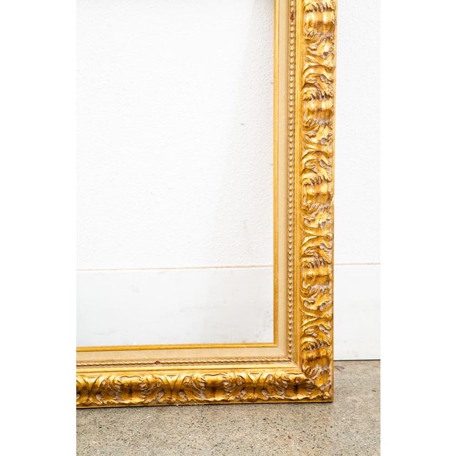 Brass Antique Frame Picture Wall Framed Felt Gold Gilt Brass Art Floral 27.5x31.75 For Sale - Image 8 of 12