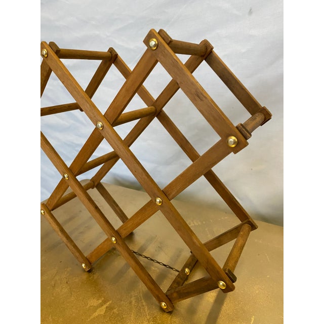Mid-Century Modern 1970s Petite Mid-Century Modern Wooden Folding Wine Rack For Sale - Image 3 of 8