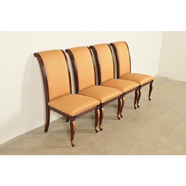 Baker Furniture Company Baker Furniture Style Regency Carved Mahogany and Gold Gilt Dining Chairs, Set of Four For Sale - Image 4 of 12