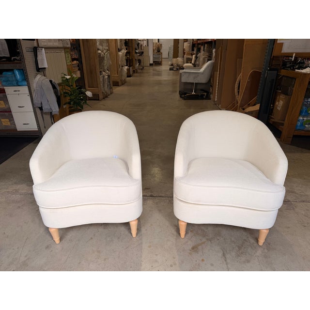 Norwalk Ivory Lounge Chair With Light Oak Legs For Sale - Image 4 of 5