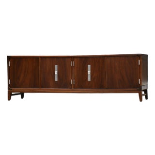 1960s Refinished Walnut 54” Low Credenza by John Keal for Brown Saltman For Sale
