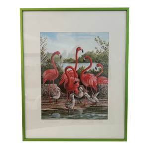 Vintage Ron Jenkins "Flamingo 1" Framed Print