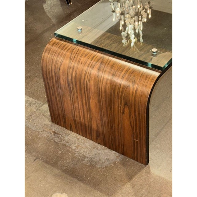 Mid 20th Century Modern Italian Glass and Walnut Coffee Table For Sale - Image 4 of 10