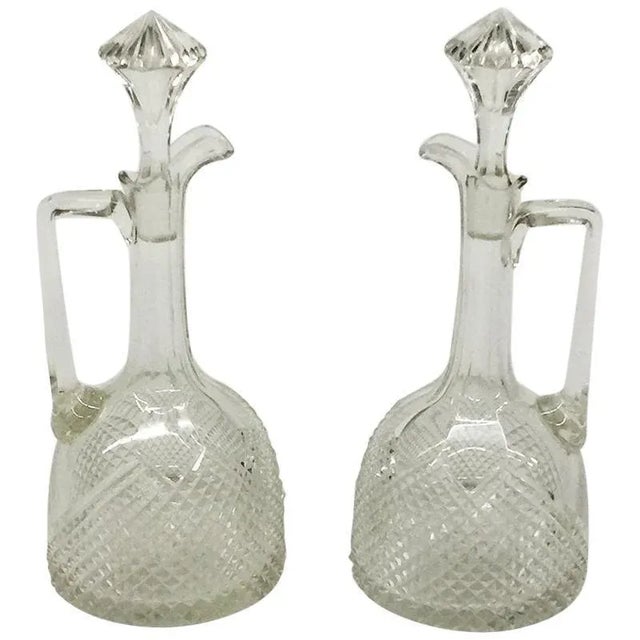 Crystal Wine or Liqueur Bottles With Diamond Cut Sharpening, Set of 2 For Sale - Image 5 of 5