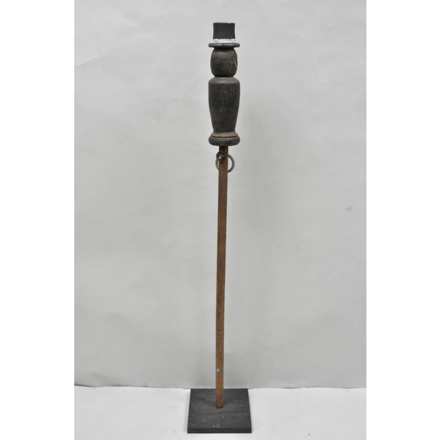 Vintage Carved Wood Figural Lawn Jockey Gentleman in Top Hat Horse Hitch Stand For Sale - Image 12 of 16