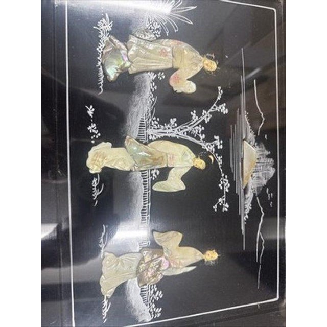 Japanese Late 20th Century Oriental Black Japanese Furniture Lacquer Wood Side Table W. Glass For Sale - Image 3 of 6