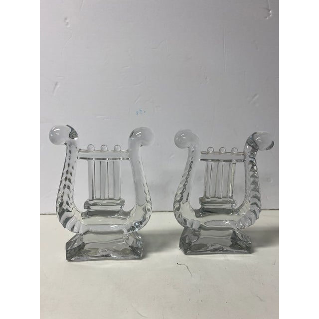 Traditional 1970s Glass Lyre Bookends - a Pair For Sale - Image 3 of 6