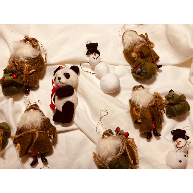 Vintage Assorted Collection of Holiday Christmas Ornaments Plush & Wood For Sale - Image 4 of 5