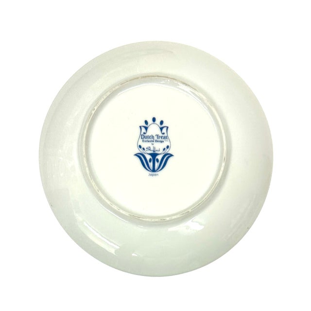 Ceramic Vintage Blue & White Side Plates With Naive Style Illustrations of Dutch Scenes - Set of 4 For Sale - Image 7 of 8