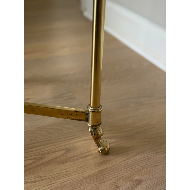 Mid-Century Italian Style Brass & Glass Cocktail Table With Sculptural Hooved Feet For Sale In Greensboro - Image 6 of 8