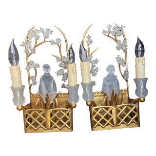 Pair of Sherle Wagner Chinoiserie Sconces For Sale