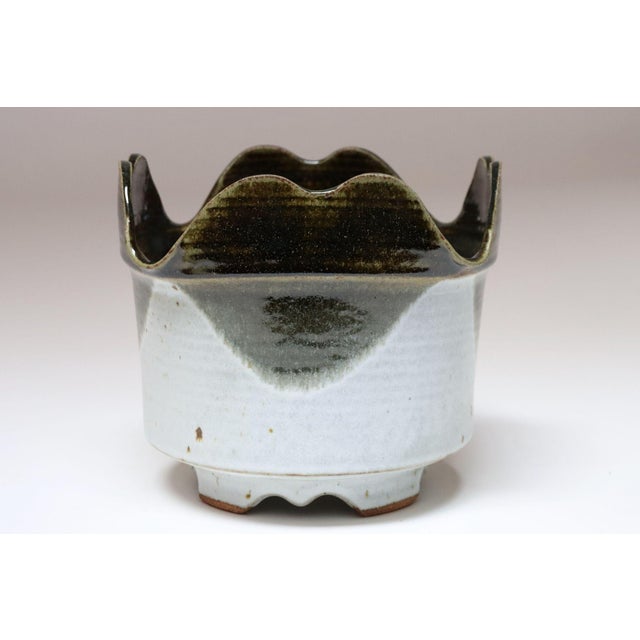 Mid-Century Modern Vintage Blue and Green Studio Pottery Square Planter by Deanna Nichols For Sale - Image 3 of 16