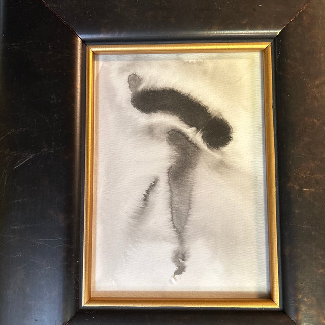 Contemporary original abstract black ink watercolor painting. Measures 5x7 or 10x12 framed. Check out my shop Robins Egg...