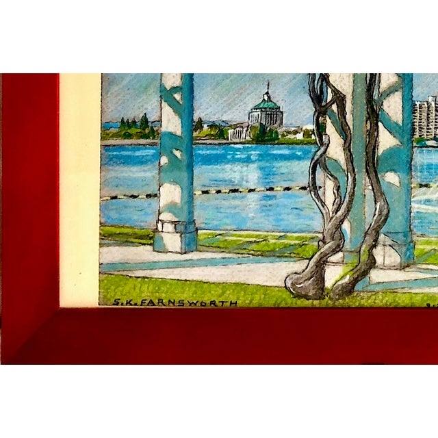 Early 21st Century Signed Landscape of Oakland’s Historic Lake Merritt, by S K Farnsworth For Sale - Image 5 of 9