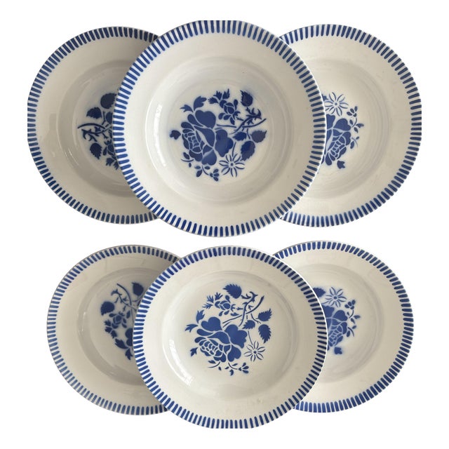 Vintage Luneville Soup Plates, 1950s, Set of 6 For Sale