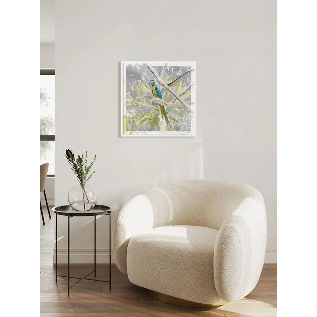 Contemporary Parrot by Lia Burke Libaire in White Frame, Medium Art Print on Paper For Sale - Image 3 of 3