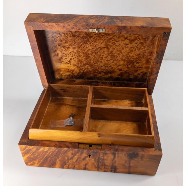 Mid-Century Modern Thuya Burl Wood Decorative Jewelry Box For Sale - Image 10 of 13