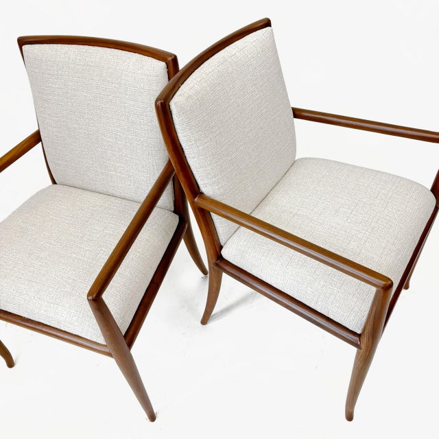 Armchairs in the manner T.H. Robsjohn-Gibbings walnut armchair or side chair, USA, 1950s. Beautiful land dedicate lines....