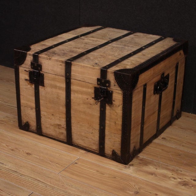 Large Wooden Trunk, 1960s For Sale - Image 13 of 13