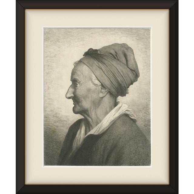 An original antique etched portrait of the bust of a woman of seventy five by Joel Ballin, circa 1850. The sitter has not...