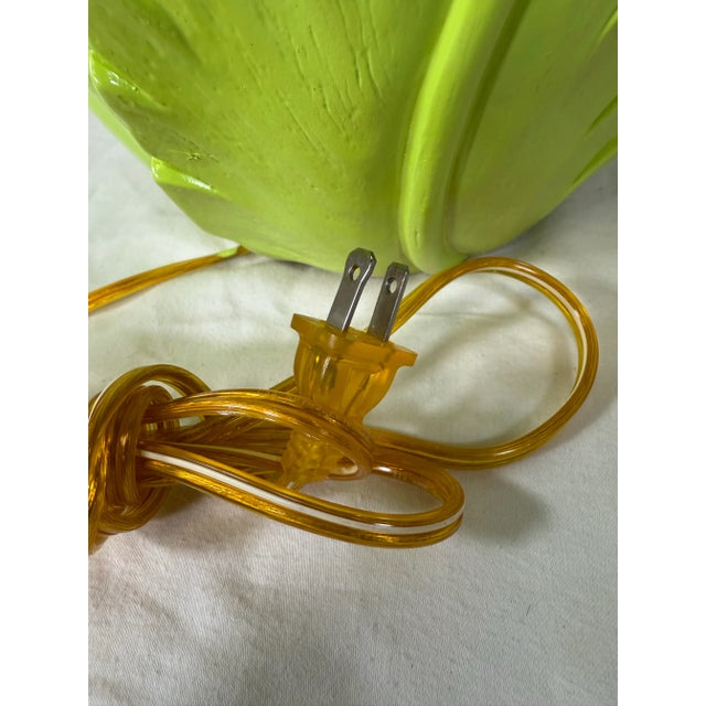 Late 20th Century Palm Beach Regency Solid Plaster Palm Leaf Key Lime Green Table Lamp - Newly Painted For Sale - Image 5 of 5