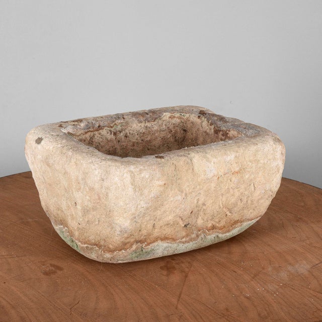 Rectangular Carved Stone Garden Planter For Sale - Image 9 of 17