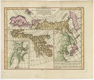 Map of North and East Coast of Asia with Japan and Inset Maps of Kamchatka, 1750s