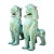 Vintage Verdigris Bronze Temple Lions - A Pair For Sale