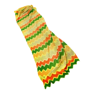 Retro Large Hand Made Colorful Lightweight Zig Zag Blanket Throw