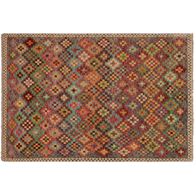 Shabby Chic Balochi Gray/Red Wool Rug - 4'10''x6'9'' For Sale - Image 10 of 10