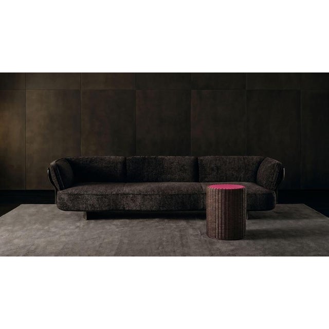 Wood Woven Side Table in Wicker and Leather by Auste Ost For Sale - Image 7 of 8