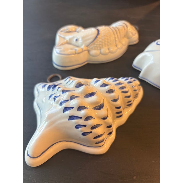 White Vintage Italian Bassano Ceramic Sea Plaques Set of 3 For Sale - Image 8 of 9