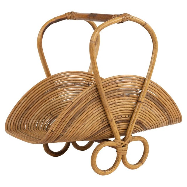 Mid-Century Bamboo and Rattan Magazine Rack in the style of Vivai del Sud, Italy, 1960s For Sale - Image 15 of 16