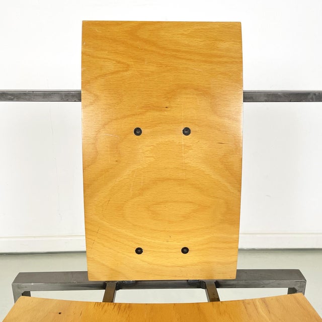 Wood German Modern Squared Chair in Wood and Metal by Karl-Friedrich Foster Kkf, 1980s For Sale - Image 7 of 18