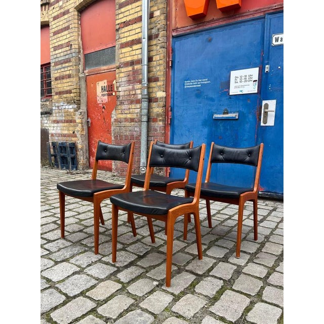 Dining Chairs in Teak & Genuine Leather from K.S. Stolefabrik, Set of 4 For Sale - Image 11 of 11